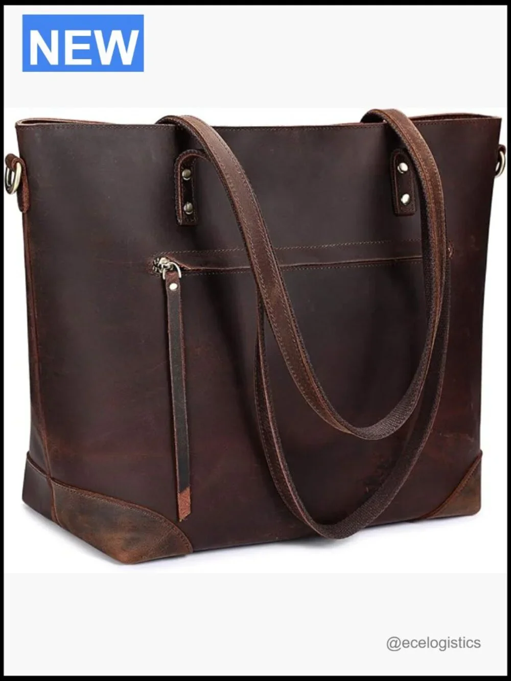 Genuine Leather Tote Bag Women Work Purse Laptop Crossbody Satchel